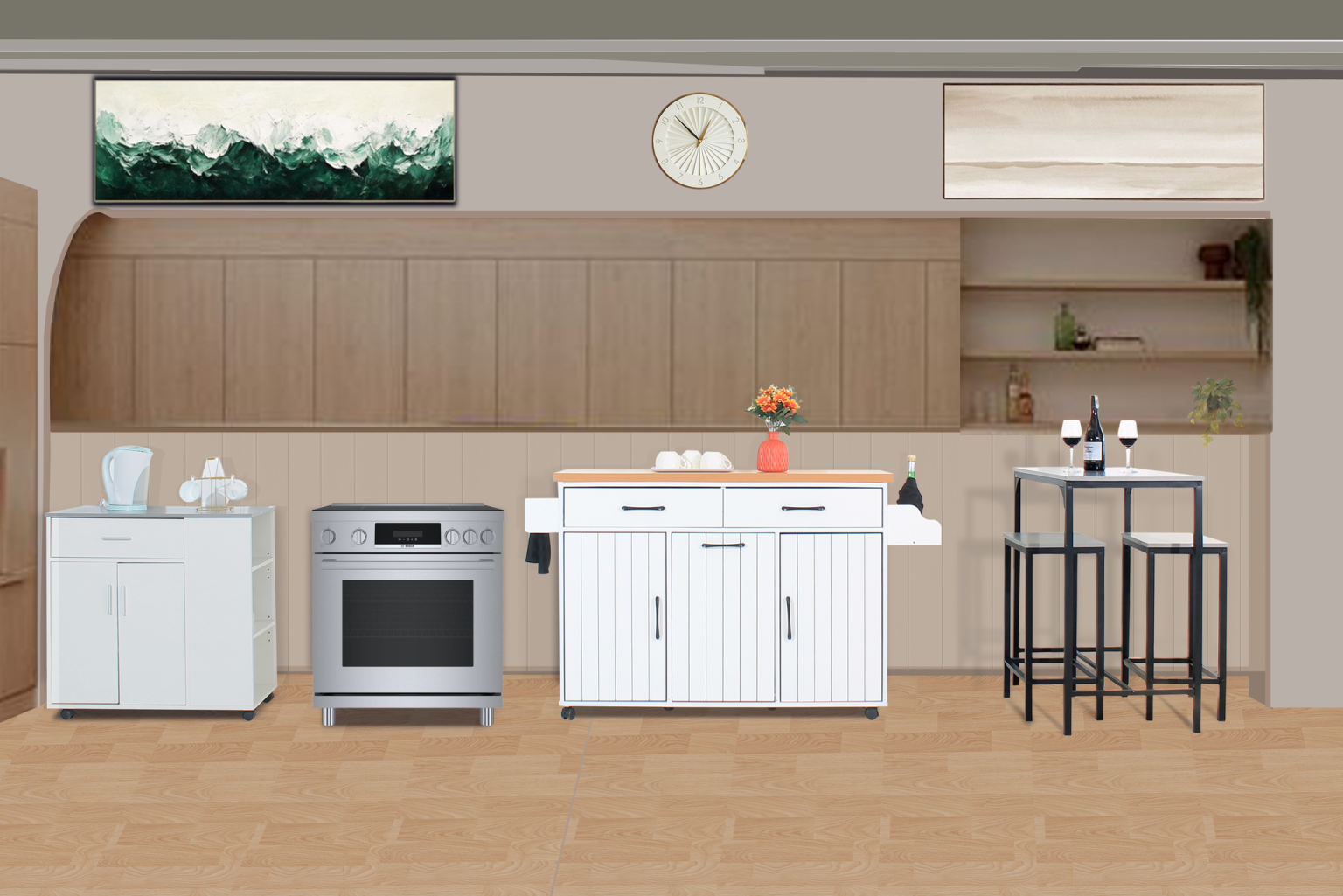 Noemie Kitchen w/ Towel Bar — Homemaker Furniture Store